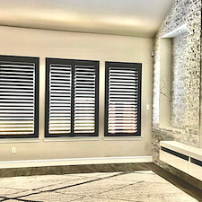 Beautiful Black Wood Plantation Shutters League City, TX 1